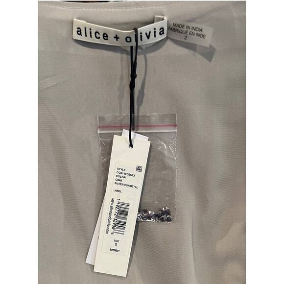 NWT ALICE + OLIVIA Anne Sequin Long Sleeve Wrap Dress Size 2 - Picture 9 of 13